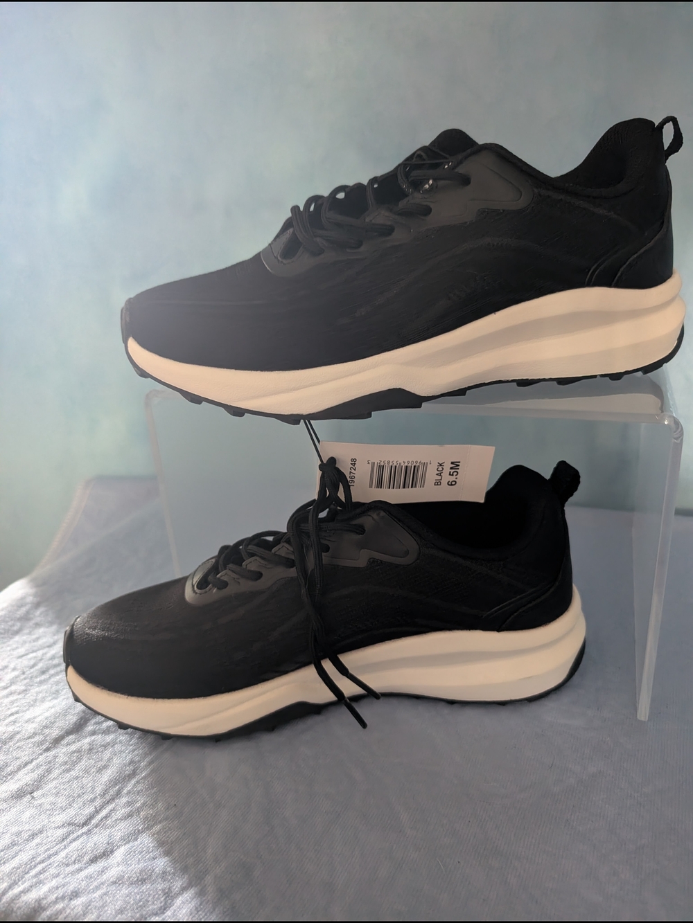 Women's Black Athletic Sneakers with White Sole